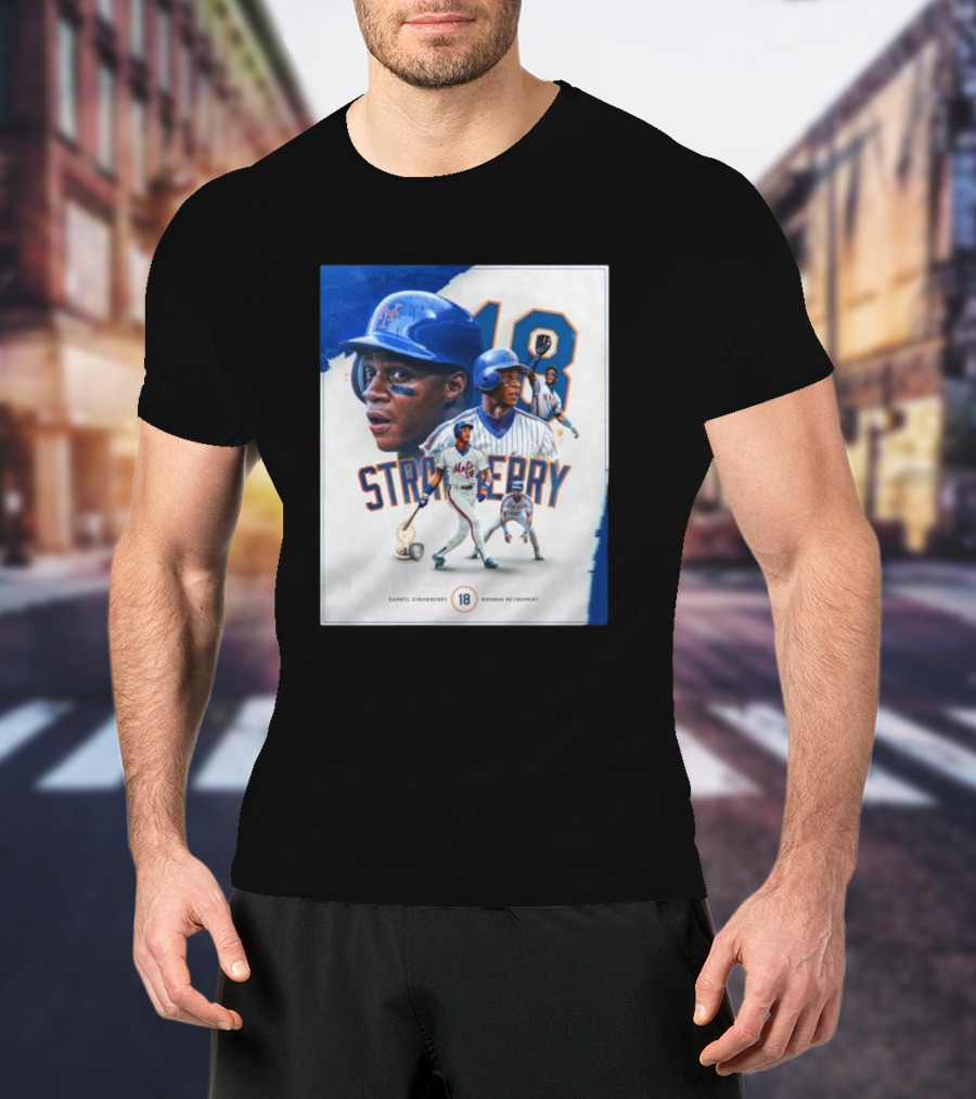 Darryl Strawberry Mets 18 Number Retirement Celebration With Iconic Baseball T-Shirt