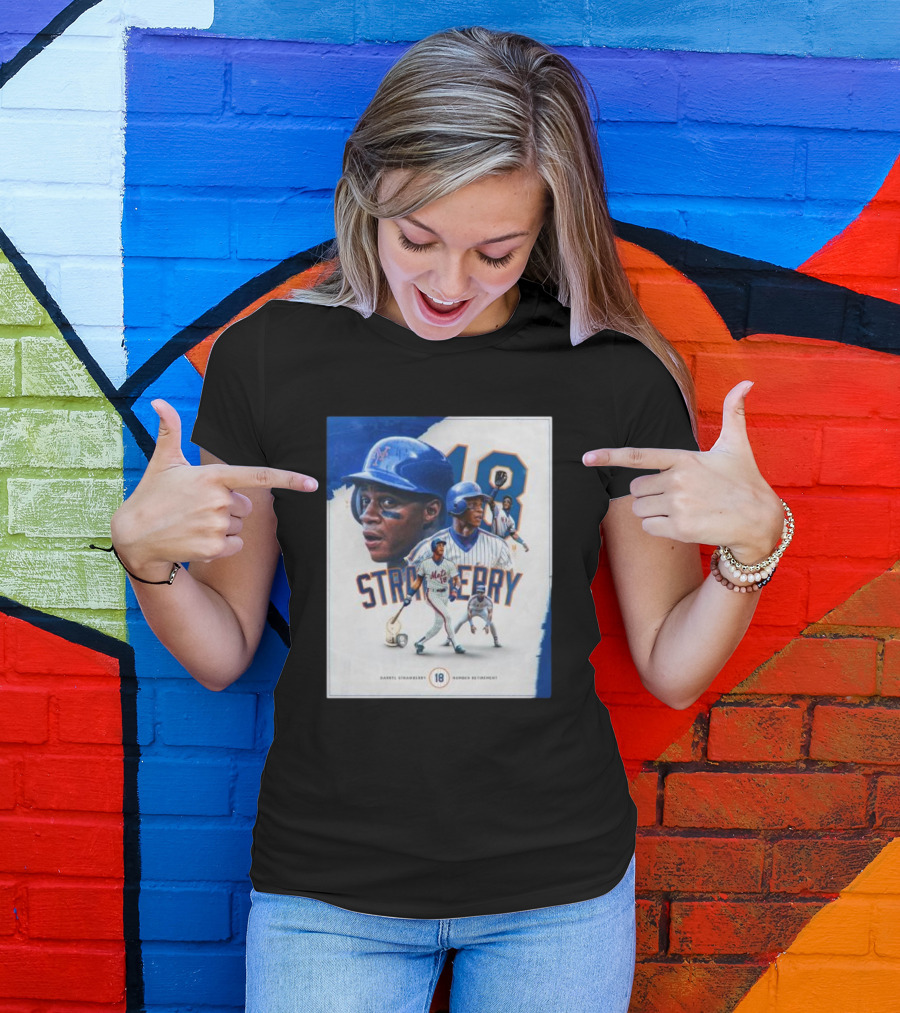 Darryl Strawberry Mets 18 Number Retirement Celebration With Iconic Baseball T-Shirt