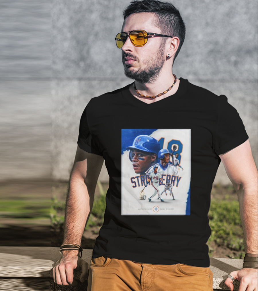 Darryl Strawberry Mets 18 Number Retirement Celebration With Iconic Baseball T-Shirt