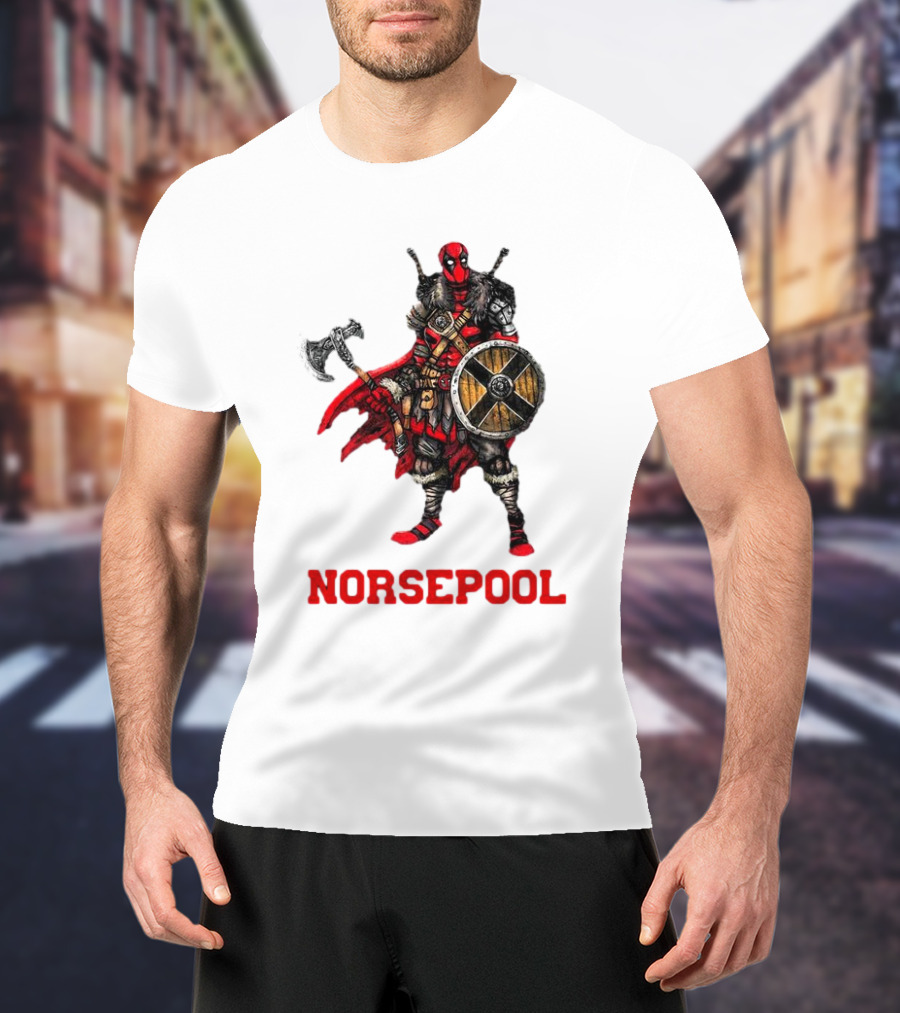 Deadpool Norsepool Viking Warrior With Axe And Shield T-Shirt