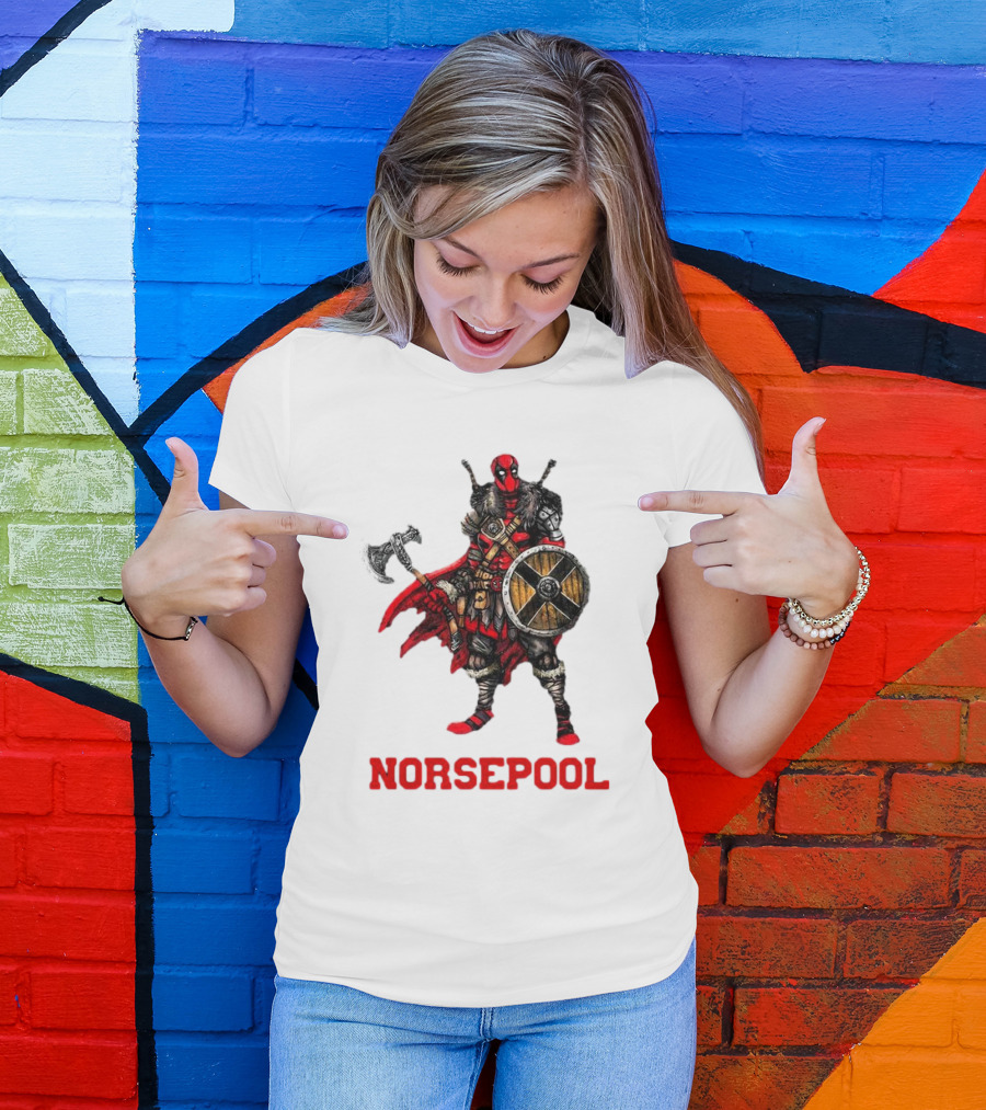 Deadpool Norsepool Viking Warrior With Axe And Shield T-Shirt