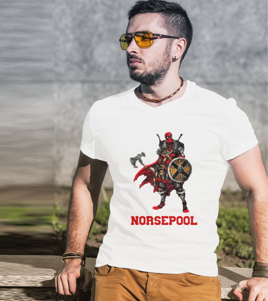 Deadpool Norsepool Viking Warrior With Axe And Shield T-Shirt
