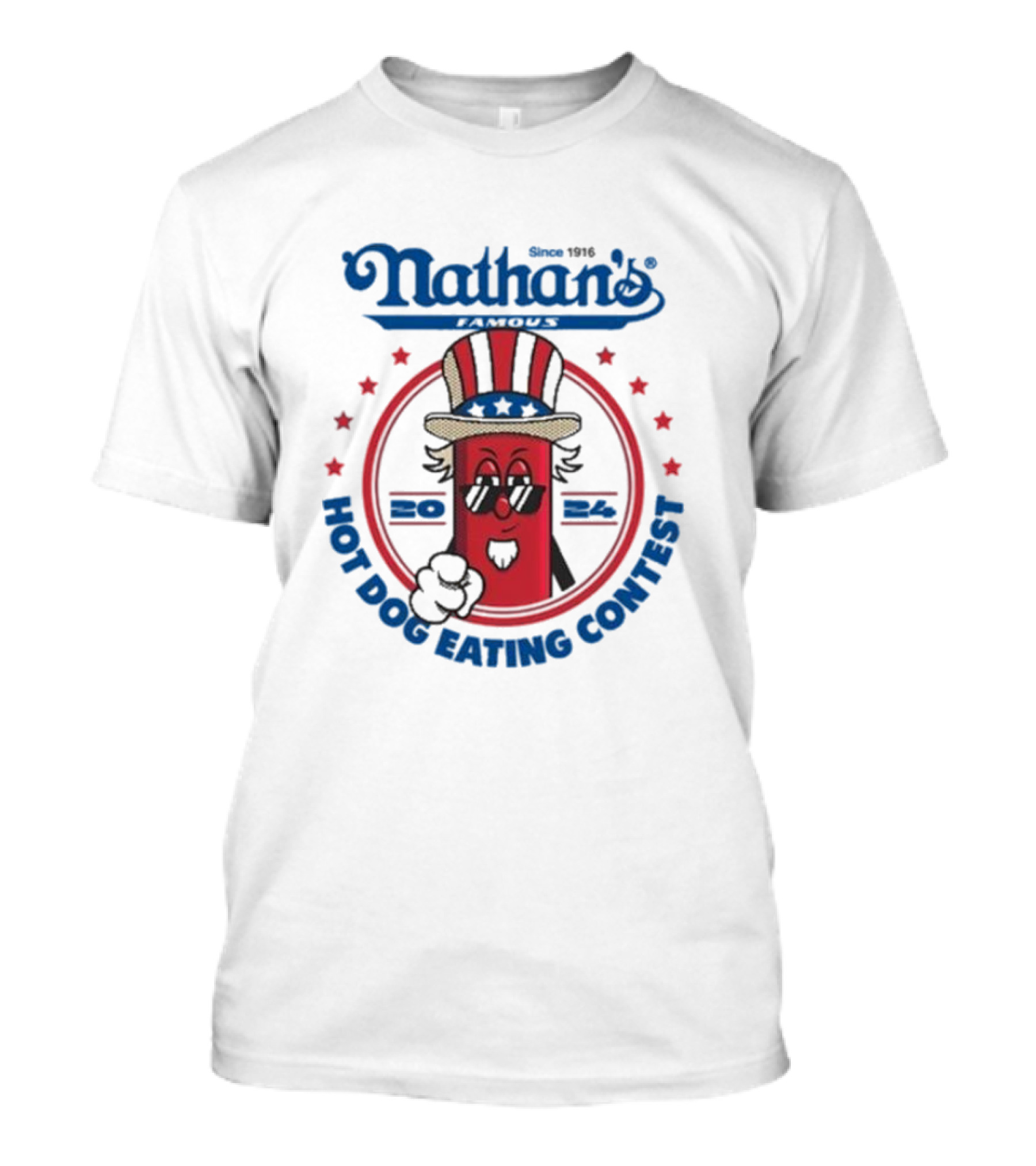 Nathan's Famous Hot Dog Eating Contest Uncle Sam Red Character T-Shirt