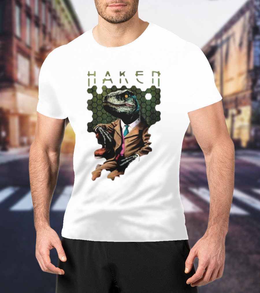Haken Raptor Sophisticated Dinosaur In Suit T-Shirt