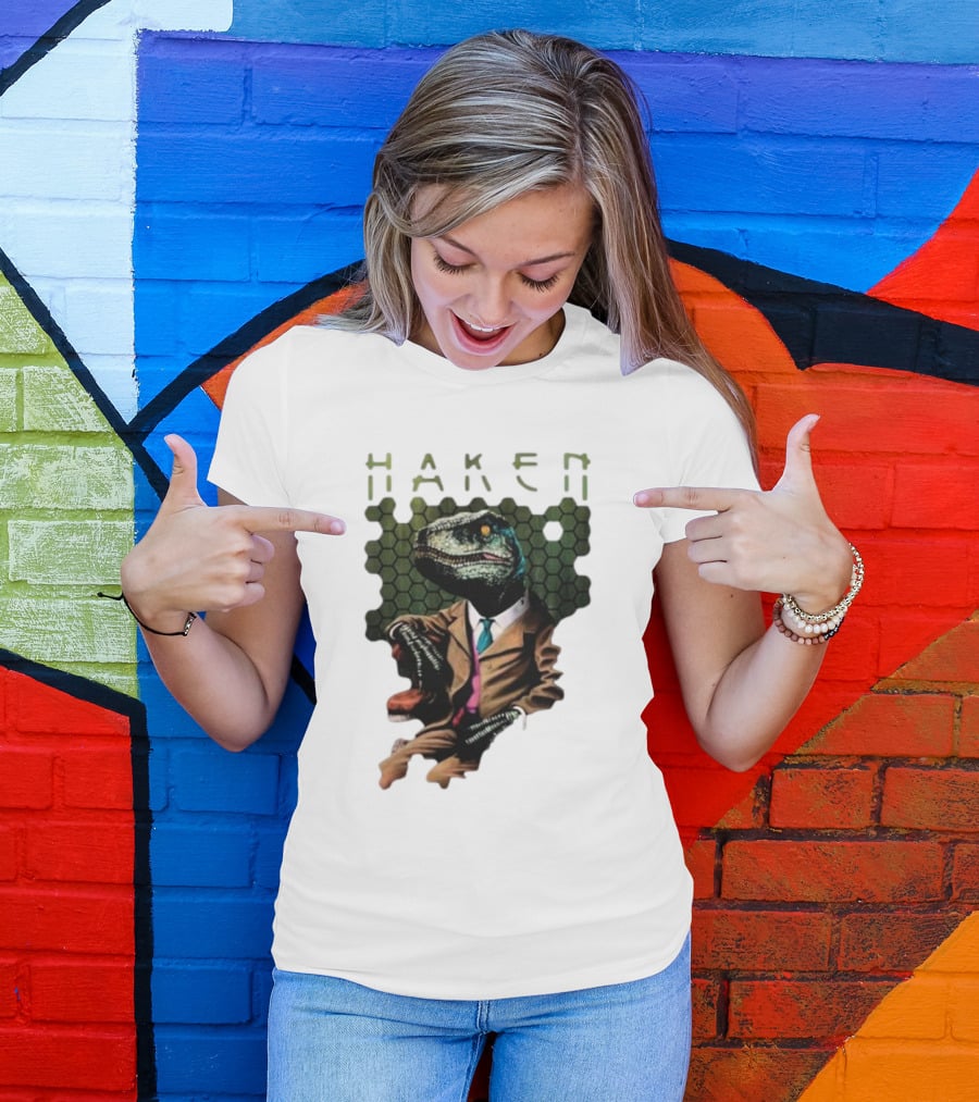 Haken Raptor Sophisticated Dinosaur In Suit T-Shirt