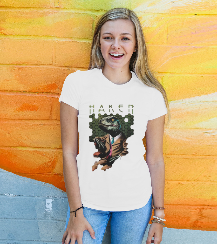 Haken Raptor Sophisticated Dinosaur In Suit T-Shirt