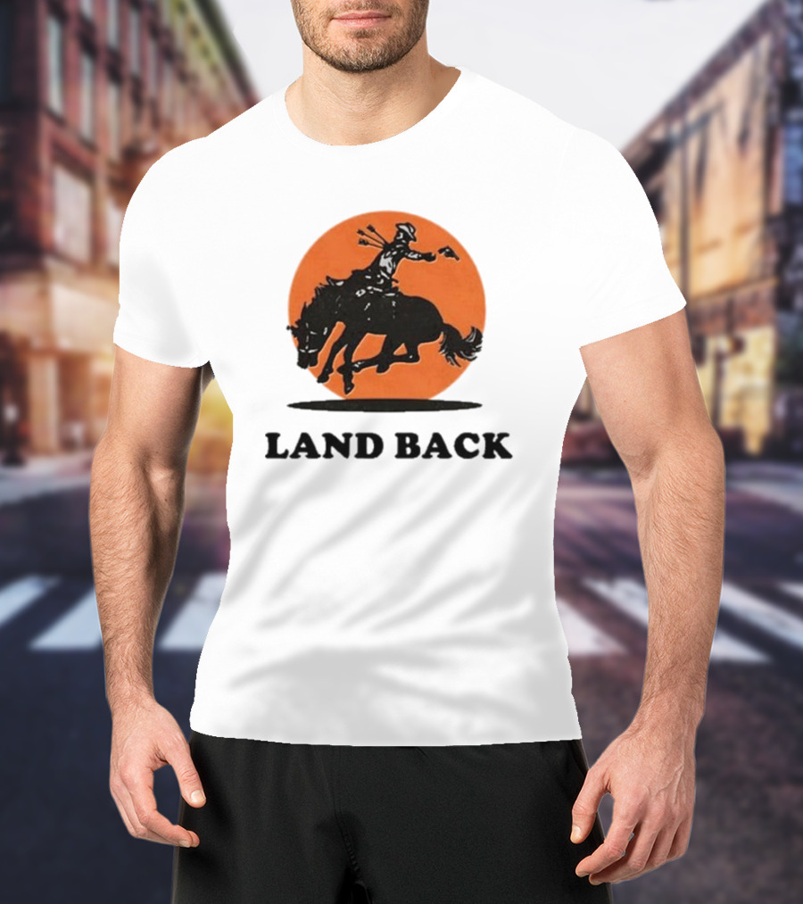 Krime Land Back Cowboy Silhouette With Orange Circle T-Shirt