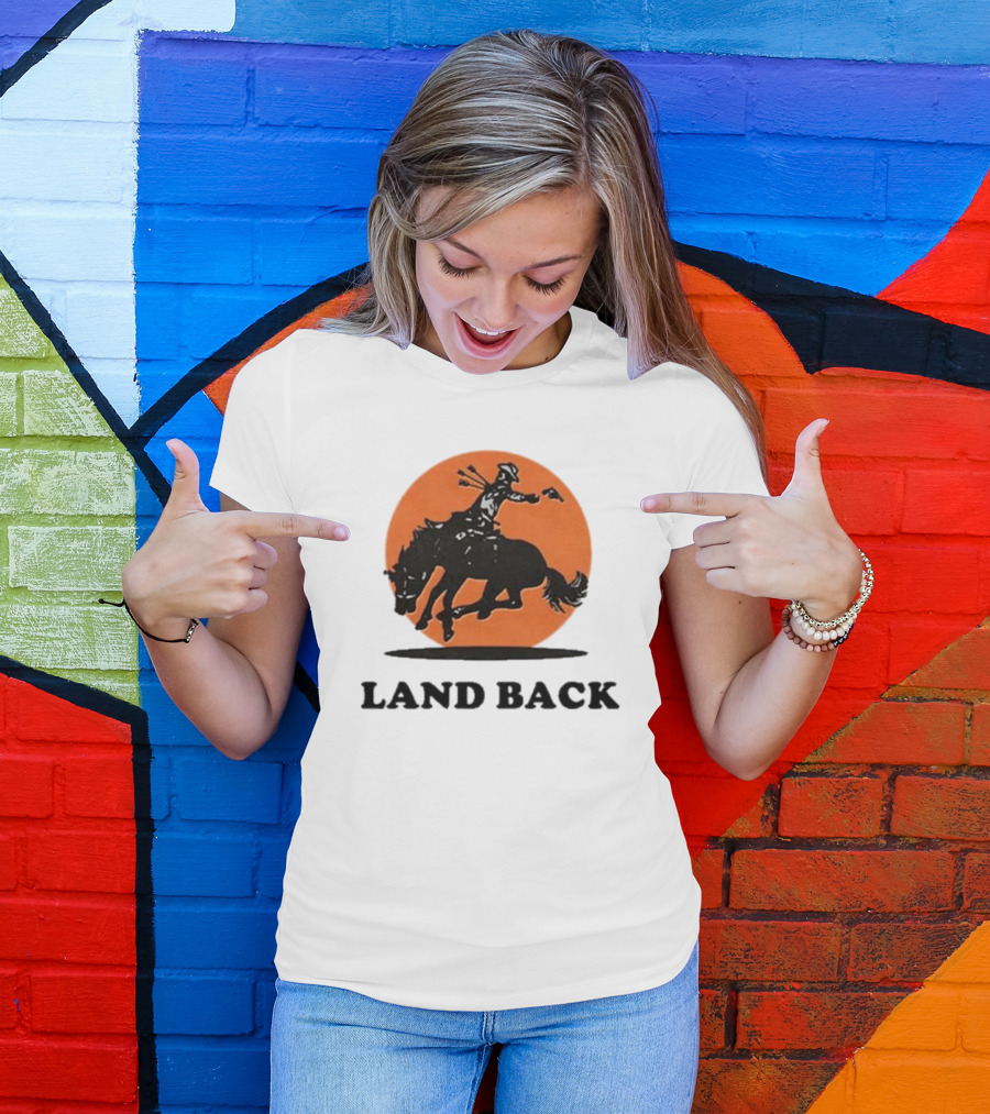 Krime Land Back Cowboy Silhouette With Orange Circle T-Shirt