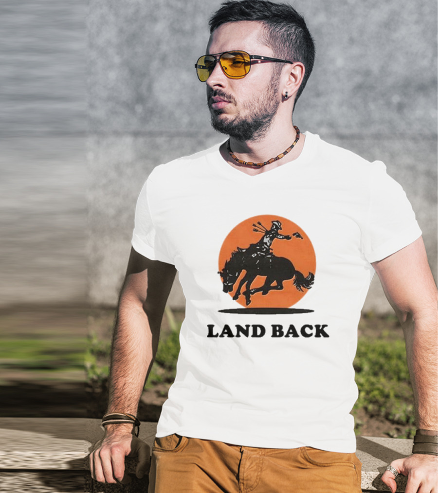 Krime Land Back Cowboy Silhouette With Orange Circle T-Shirt