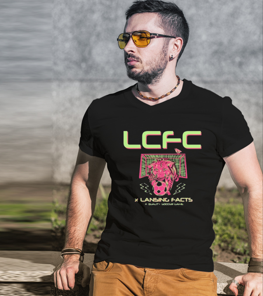 LCFC X Lansing Facts A Quality Soccer Game With Neon Panther And Soccer Ball T-Shirt