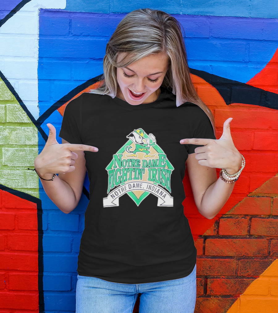 Notre Dame Fightin Irish Notre Dame Indiana Logo With Leprechaun T-Shirt