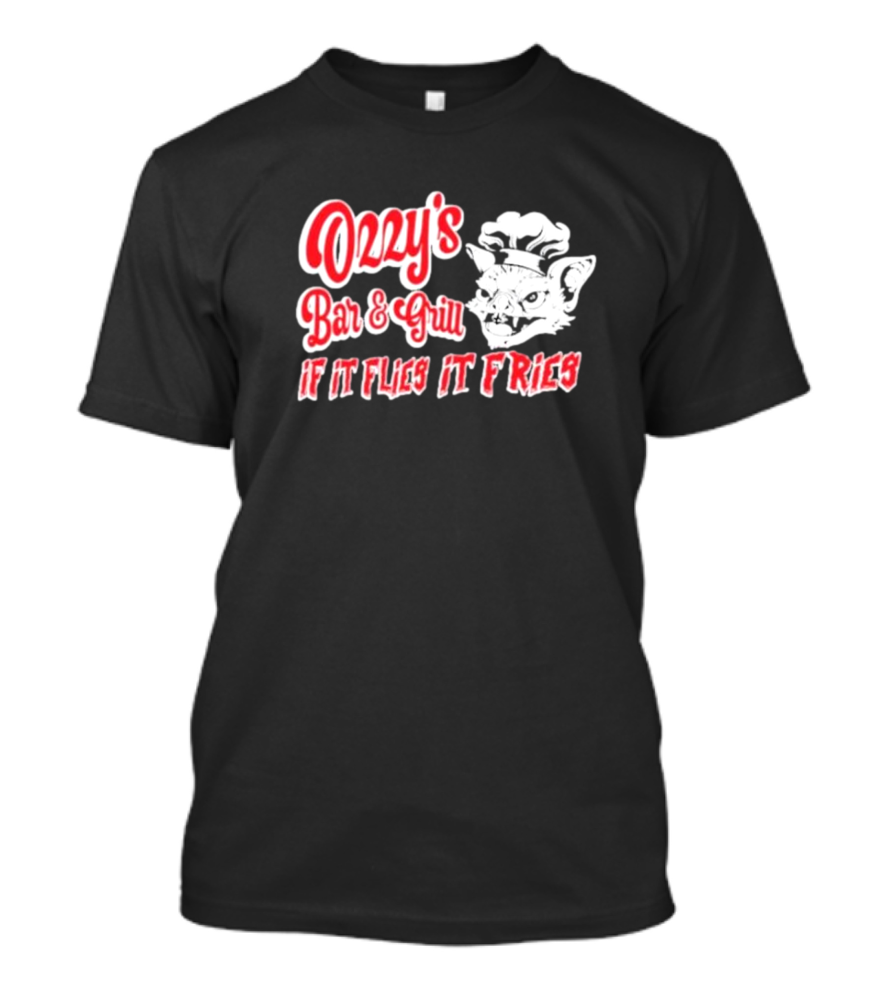 Ozzy's Bar And Grill If It Flies It Fries Cat Chef T-Shirt