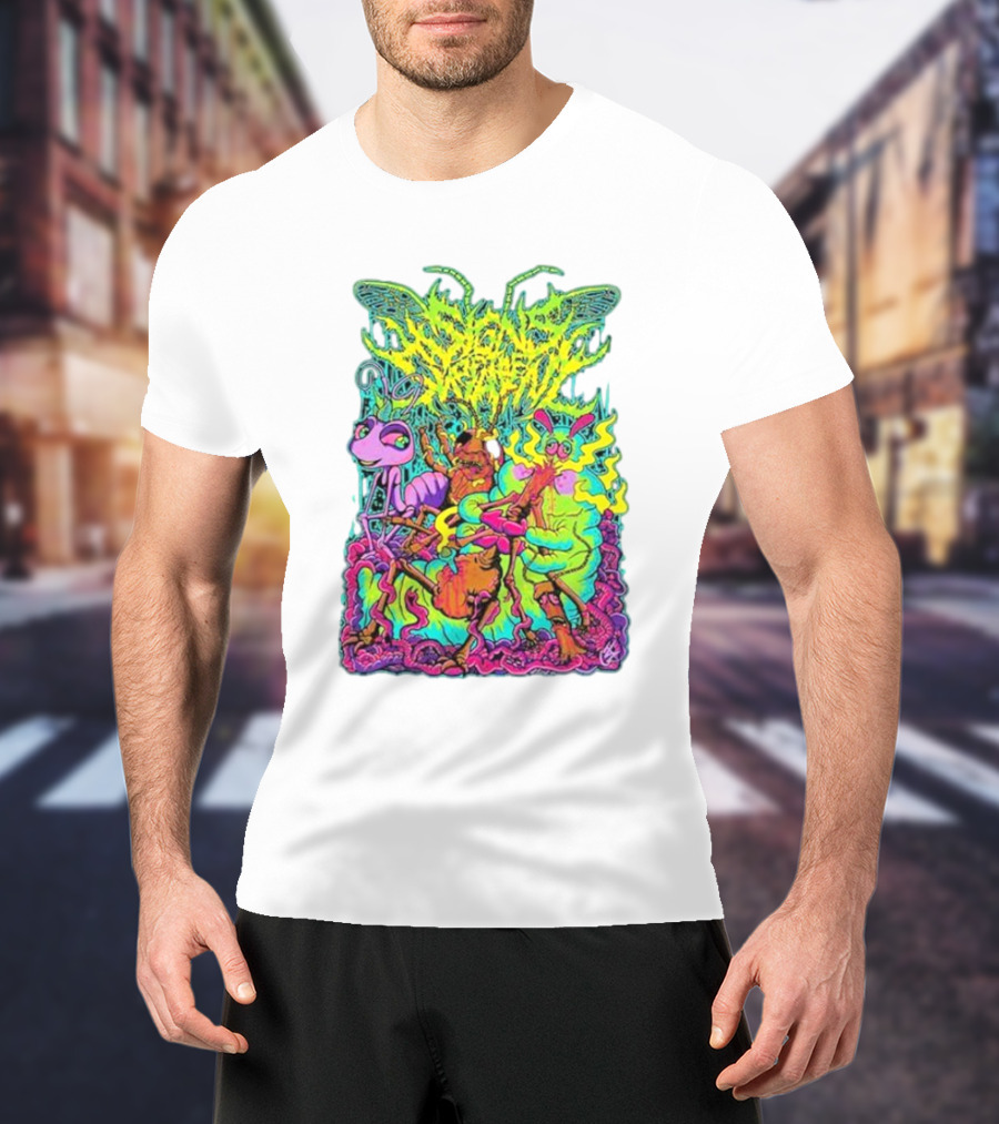 Signs Of The Swarm A Swarm’s Life Neon Psychedelic Insect Adventure T-Shirt