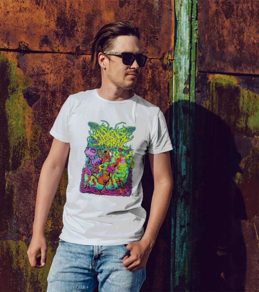 Signs Of The Swarm A Swarm’s Life Neon Psychedelic Insect Adventure T-Shirt