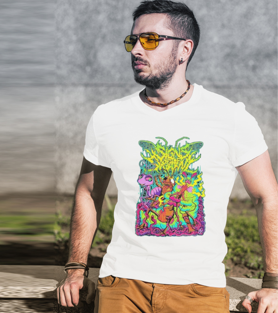Signs Of The Swarm A Swarm’s Life Neon Psychedelic Insect Adventure T-Shirt