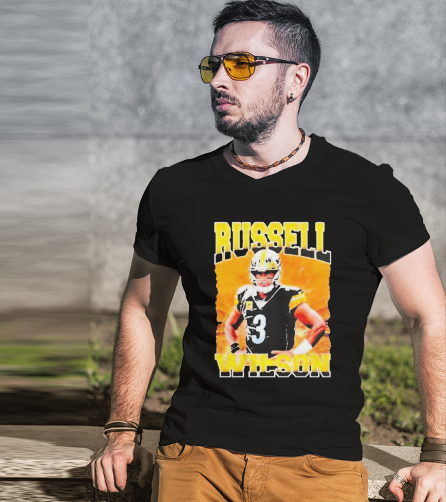 Russell Wilson Vintage Steelers Colors T-Shirt