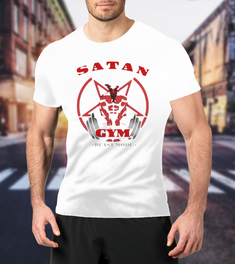 Satan Gym Beast Mode Pentagram Demon Weightlifting T-Shirt