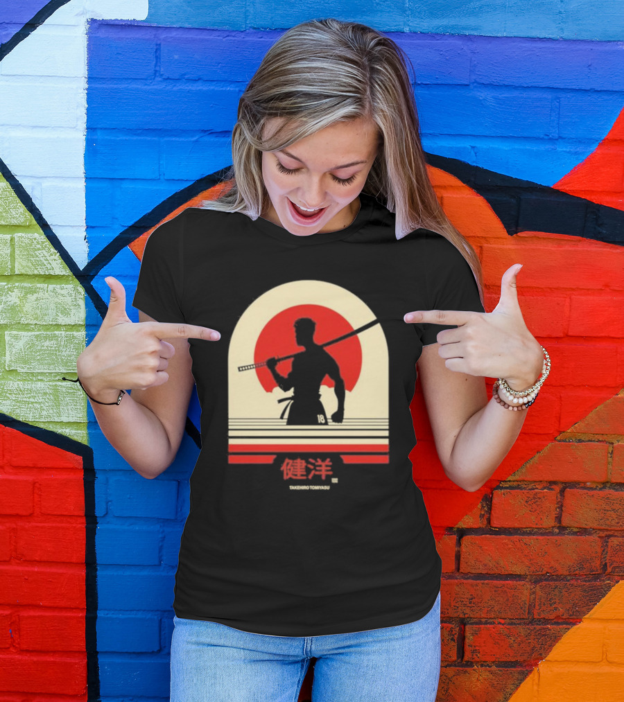 TAKEHIRO TOMIYASU 18 Retro Japanese Samurai T-Shirt