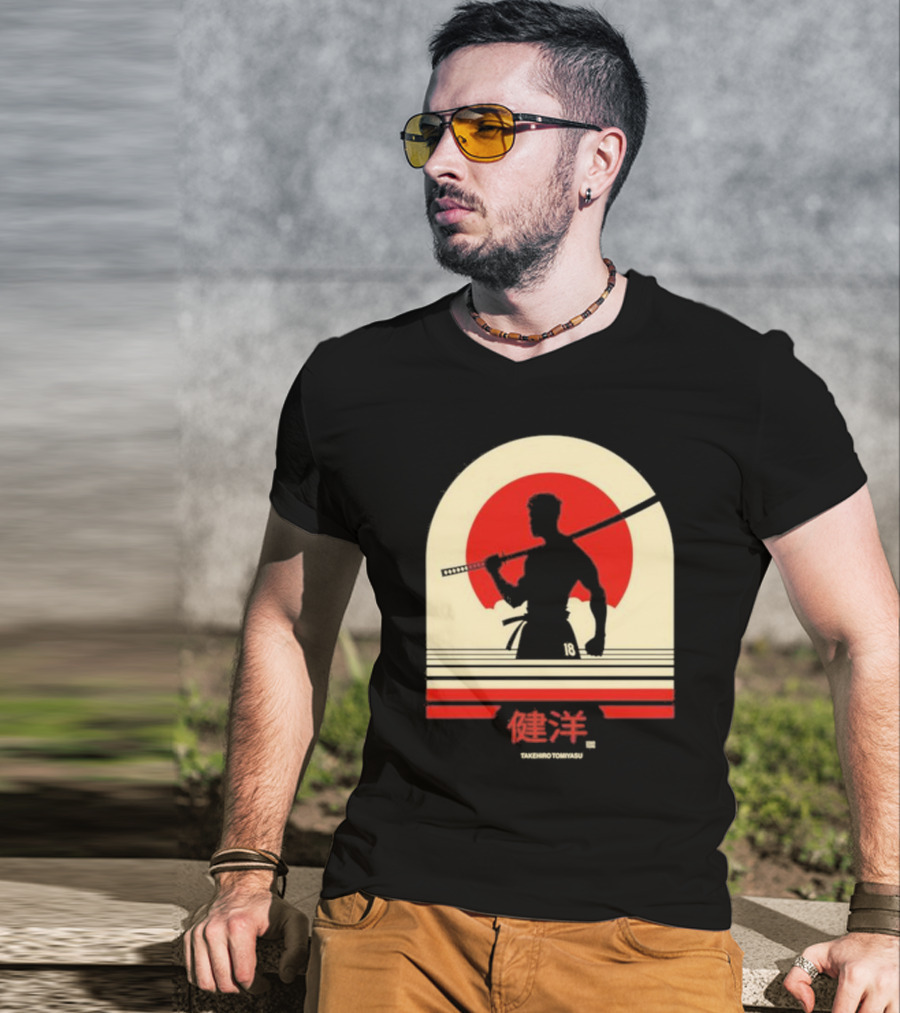TAKEHIRO TOMIYASU 18 Retro Japanese Samurai T-Shirt
