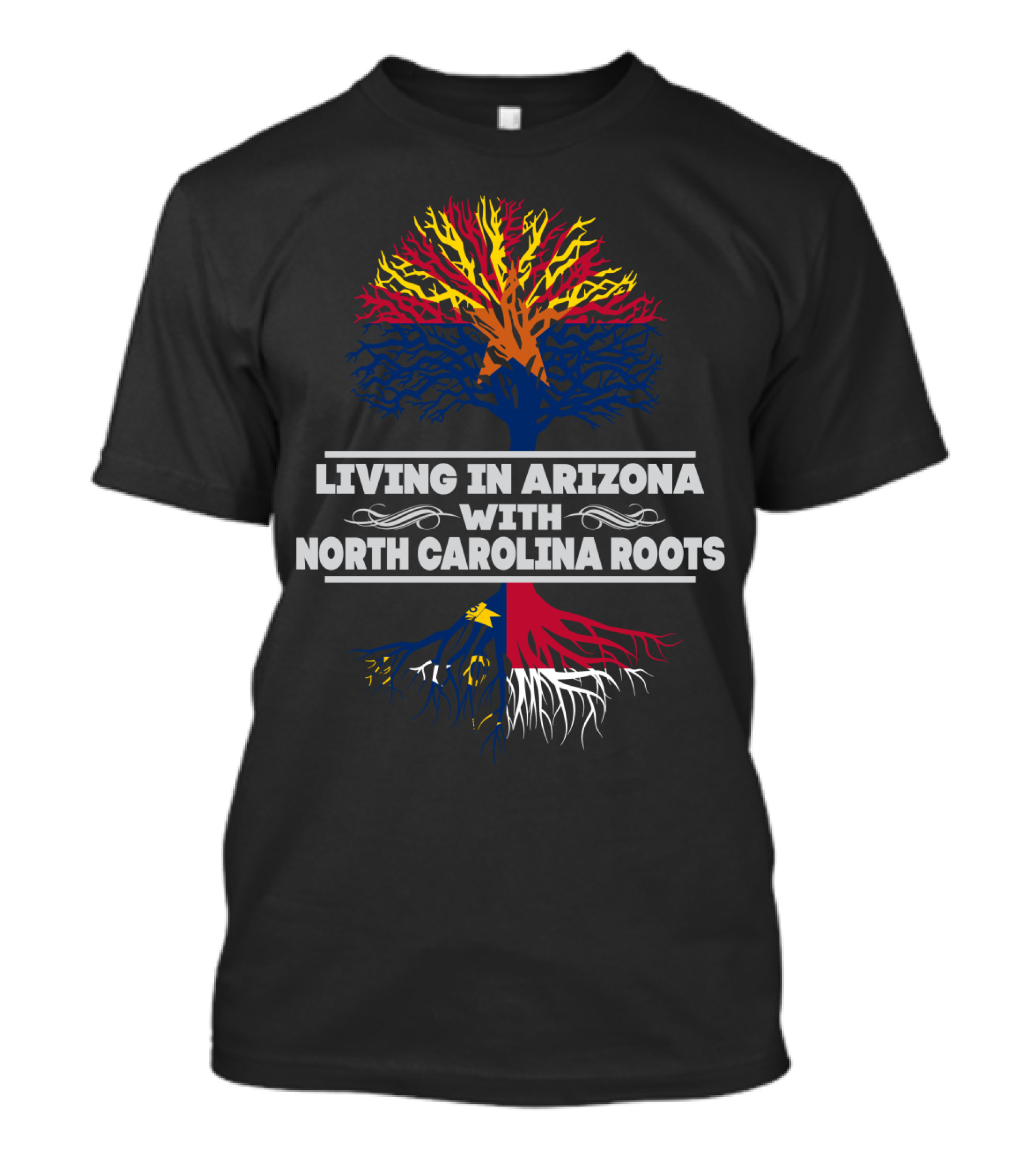 Living In Arizona With North Carolina Roots Colorful Tree T-Shirt