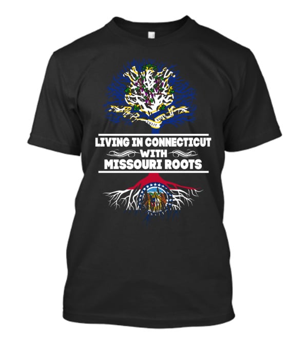 Connecticut Living Embracing Deep Missouri Roots With State Flags Tree Symbolism T-Shirt