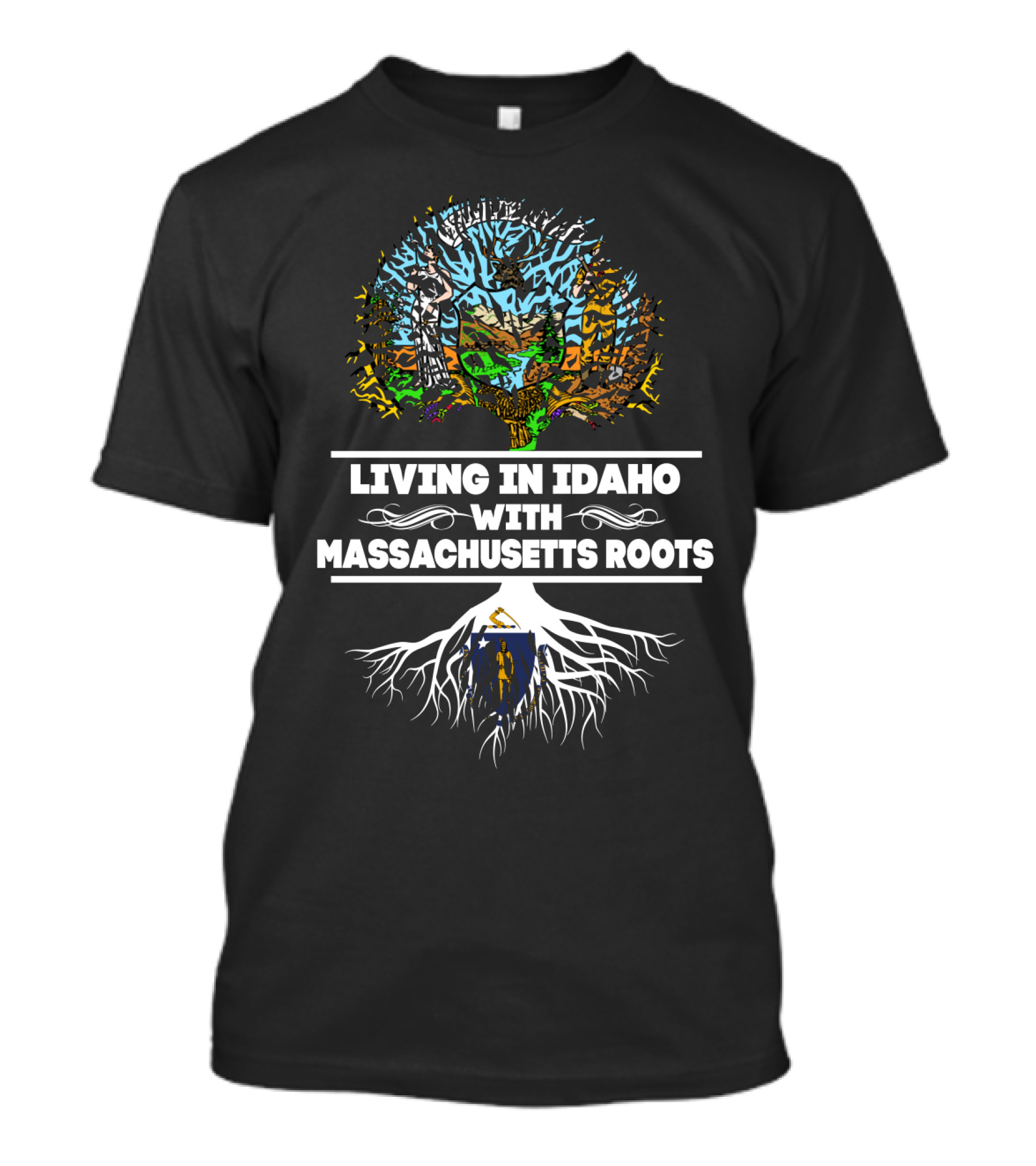 Idaho Life With Massachusetts Ancestry Tree T-Shirt