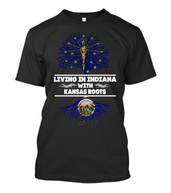 Indiana Residency With Deep Kansas Heritage Featuring State Symbols And Iconography T-Shirt