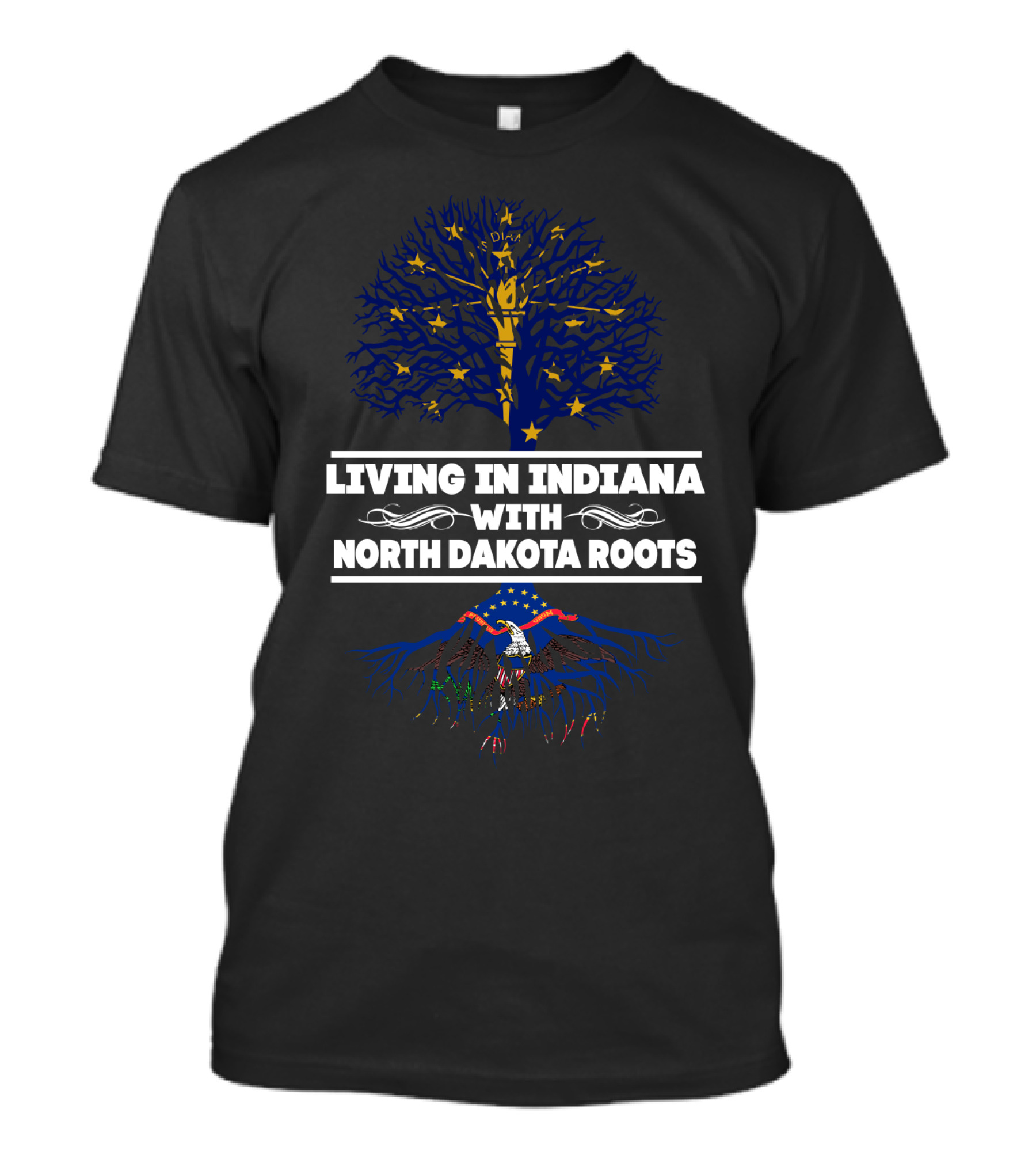 Indiana Pride With North Dakota Connections: Tree And Eagle Imagery Highlighting Cultural Heritage T-Shirt