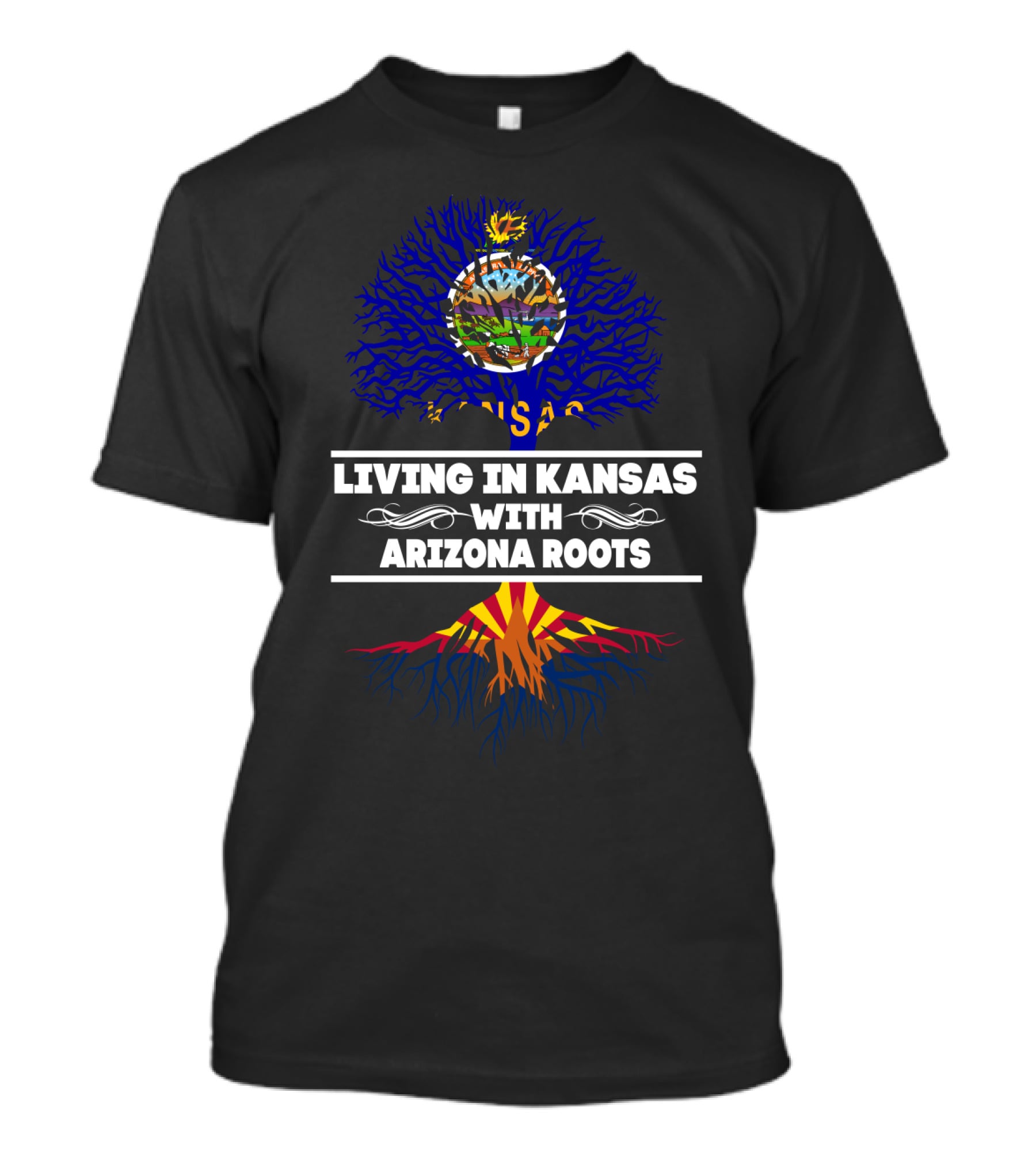 Living In Kansas With Vibrant Arizona Roots And Tree T-Shirt