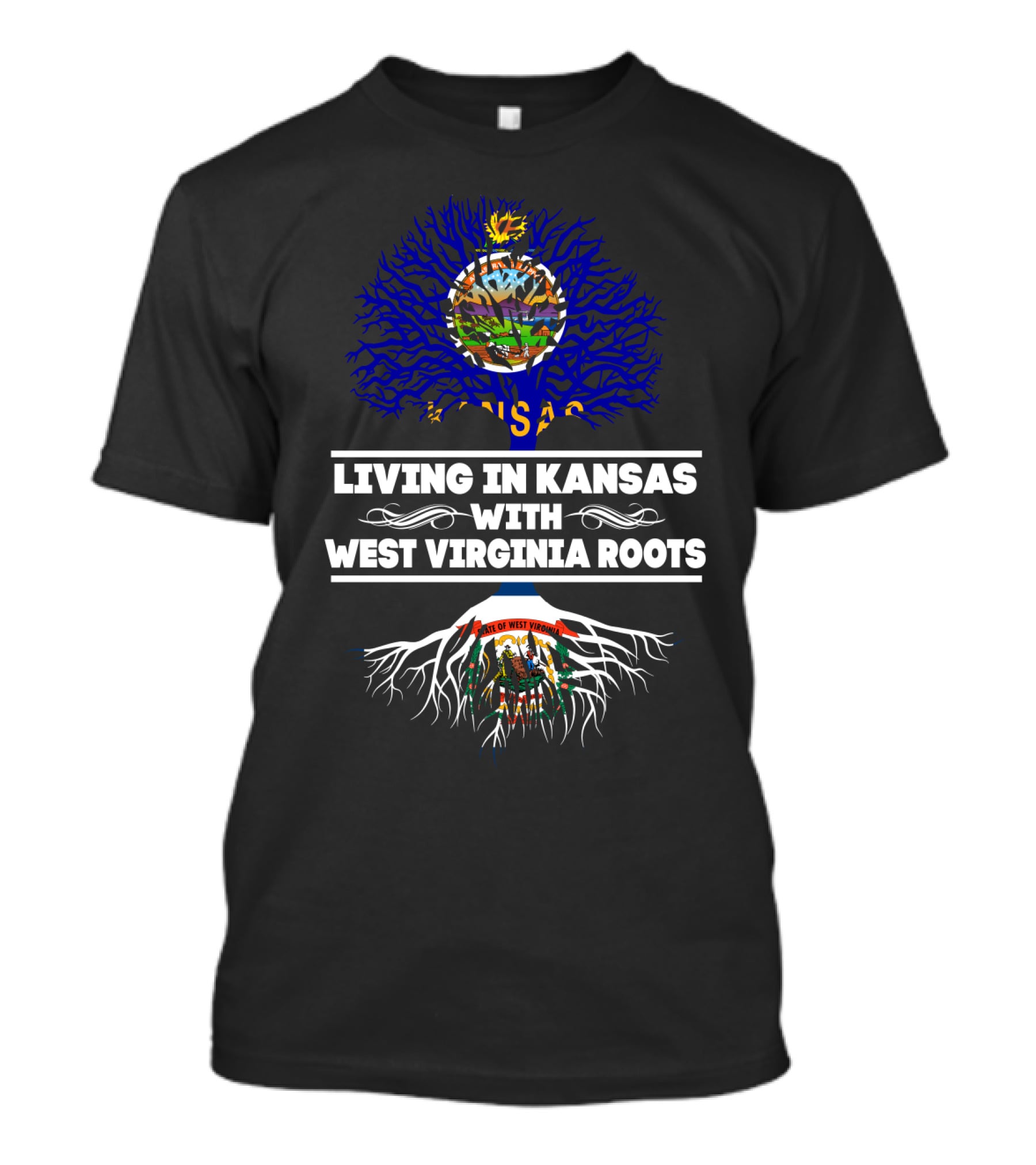 Kansas Home State West Virginia Family Heritage Roots Tree T-Shirt