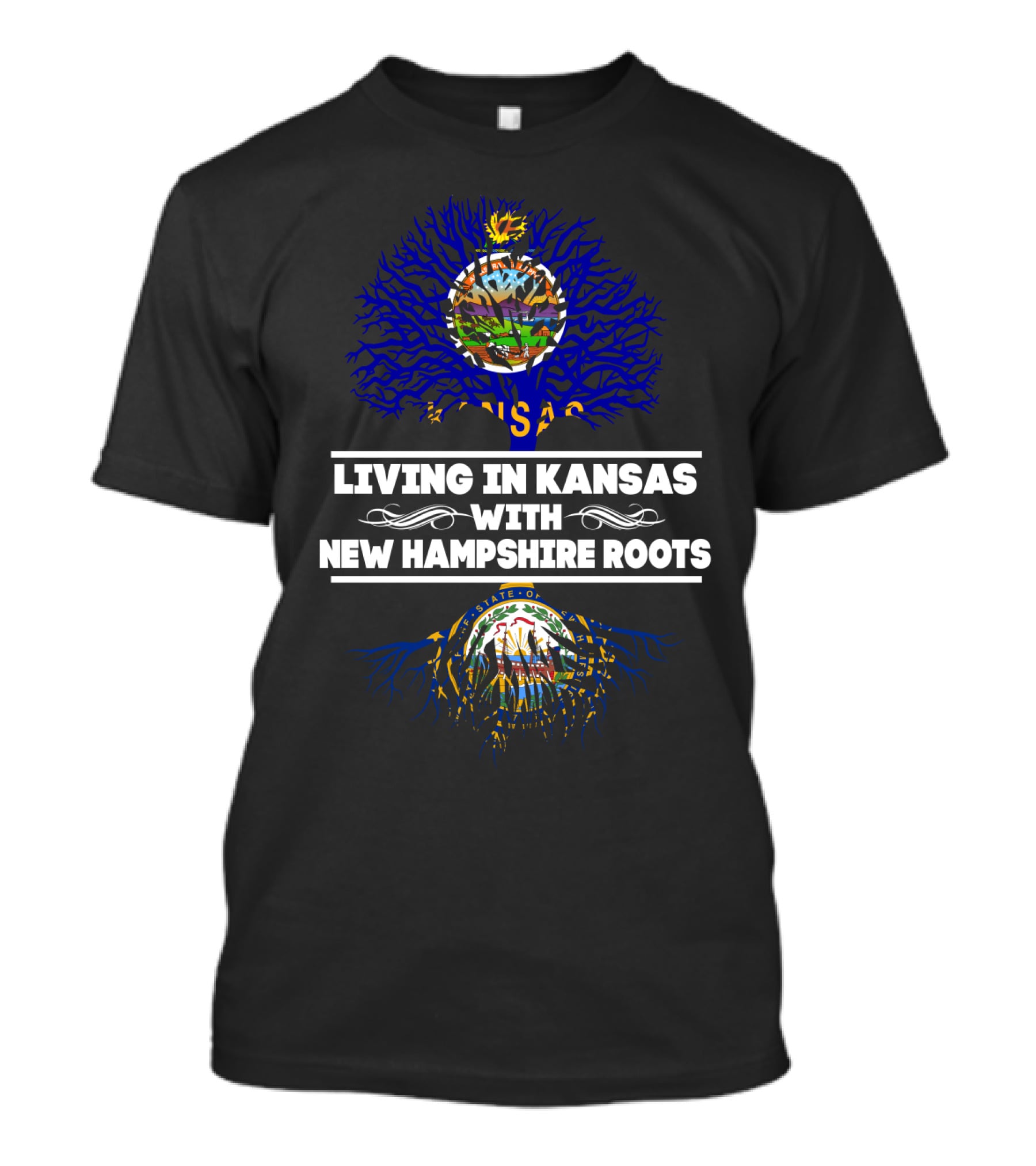 Kansas Pride And New Hampshire Heritage United By Roots And Emblems T-Shirt