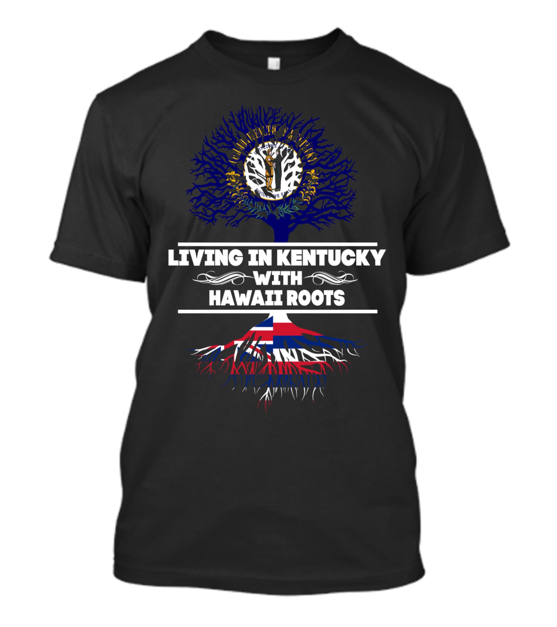 Kentucky Heritage Blending With Hawaiian Roots Patriotic Tree T-Shirt