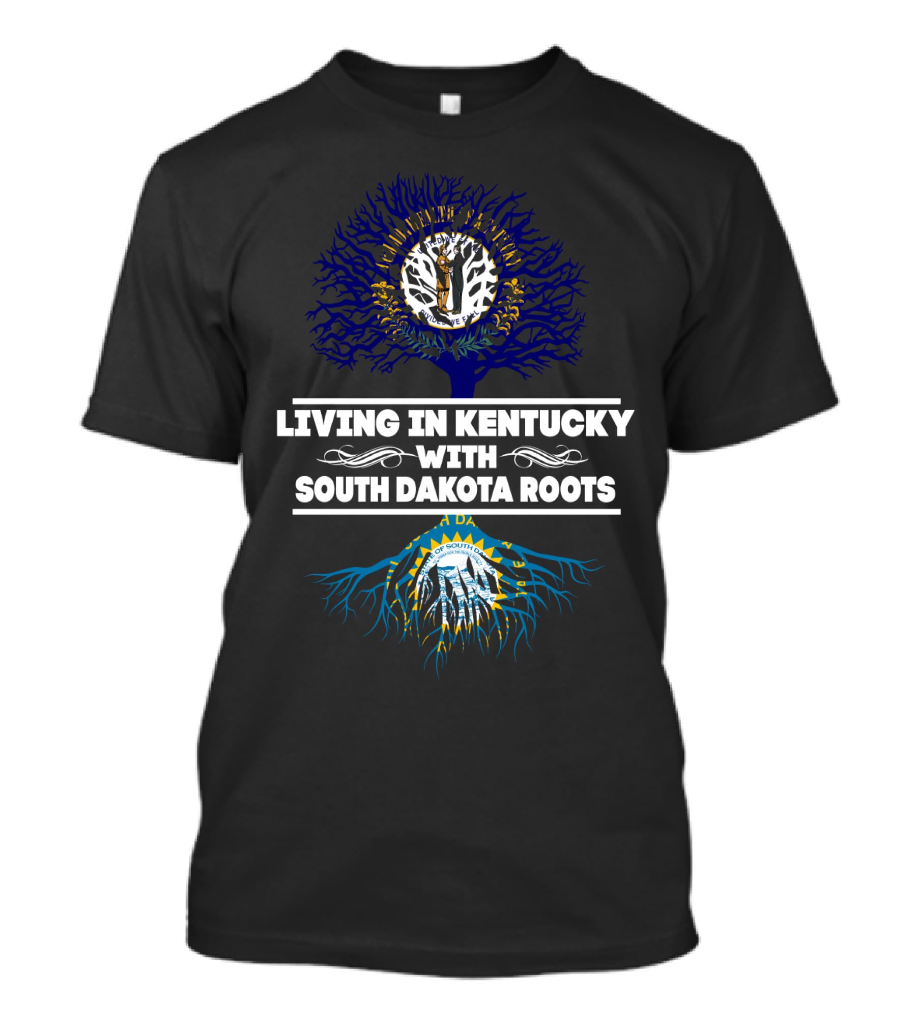 Living In Kentucky Proudly Embracing South Dakota Roots With Heritage Tree T-Shirt
