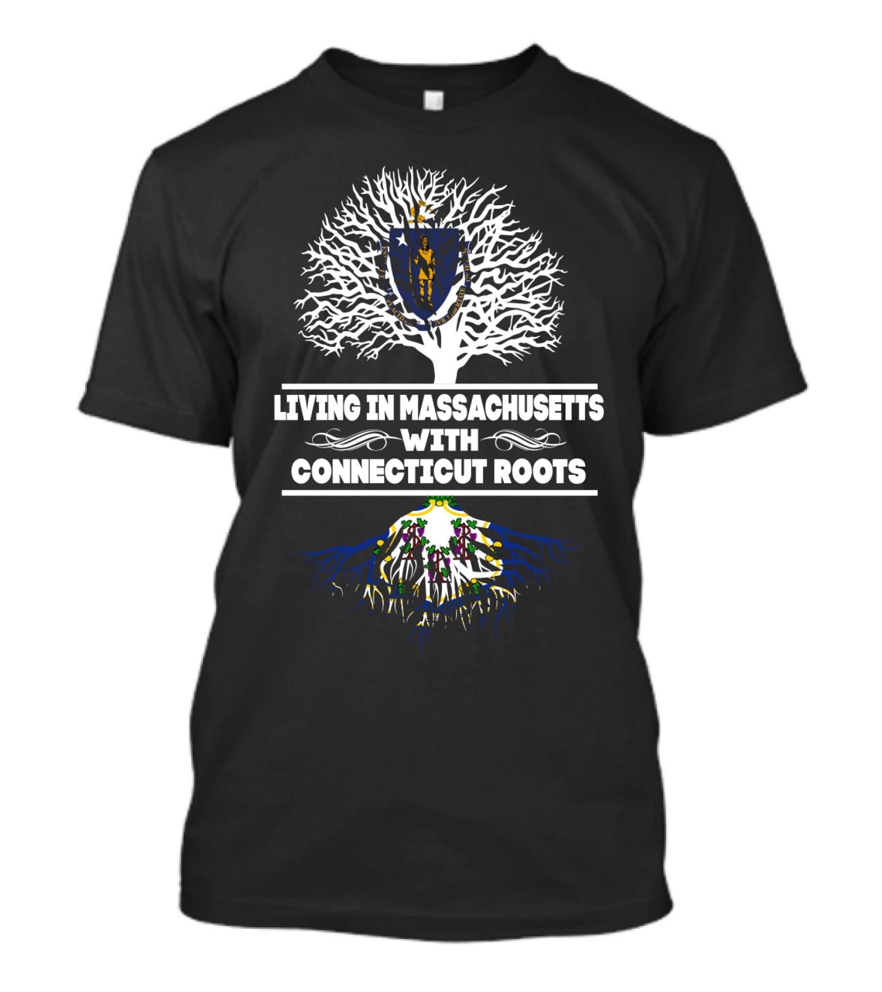 Massachusetts Pride With Connecticut Heritage Tree T-Shirt