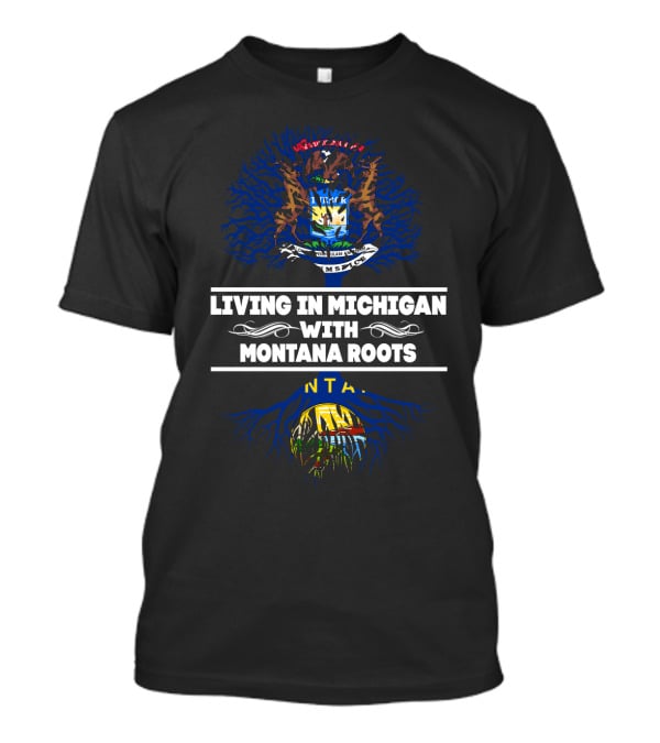 Michigan Living Montgomery Family Tree Montana Roots Crest Icons T-Shirt