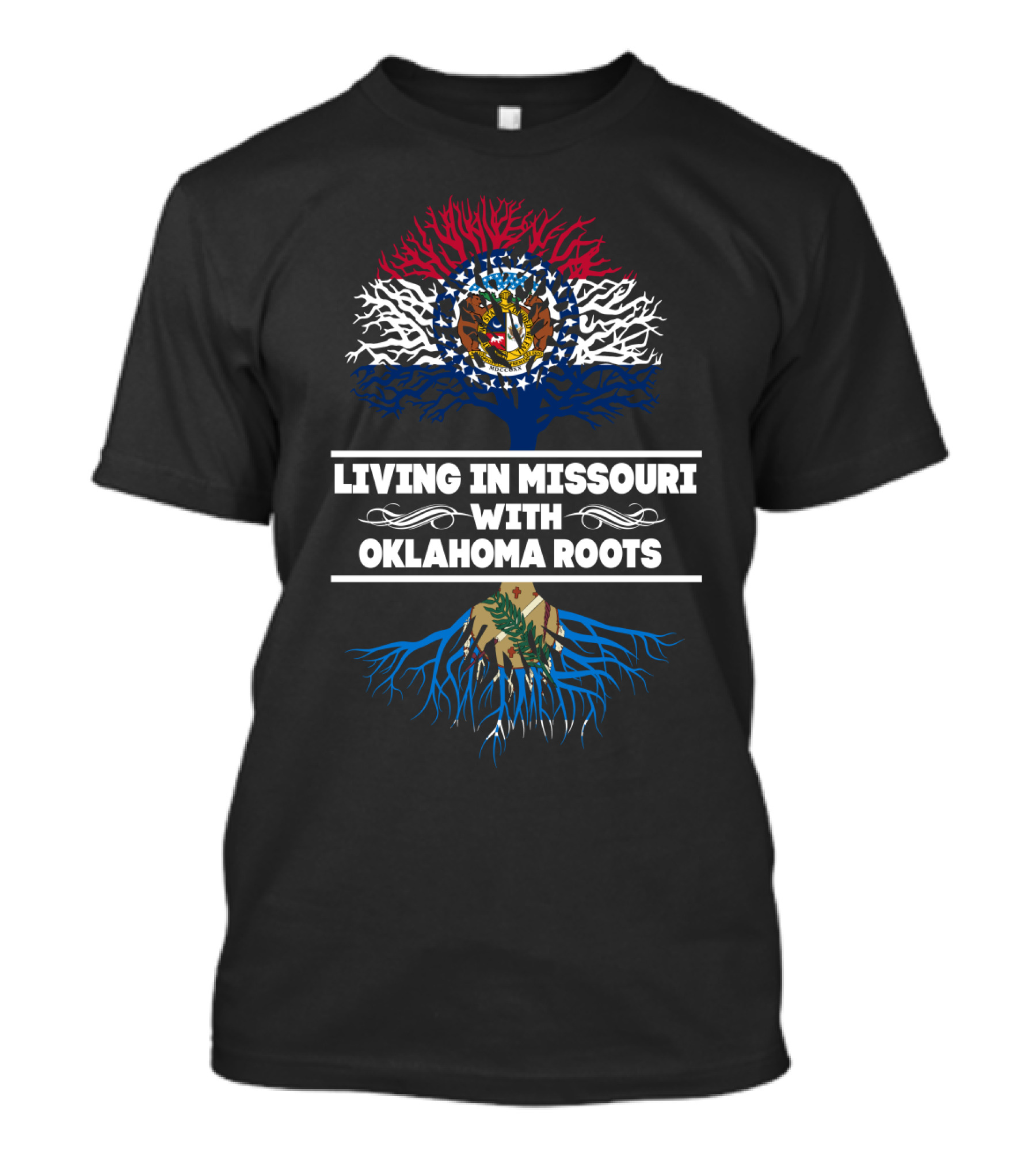 Missouri Pride With Oklahoma Heritage Tree Flag T-Shirt