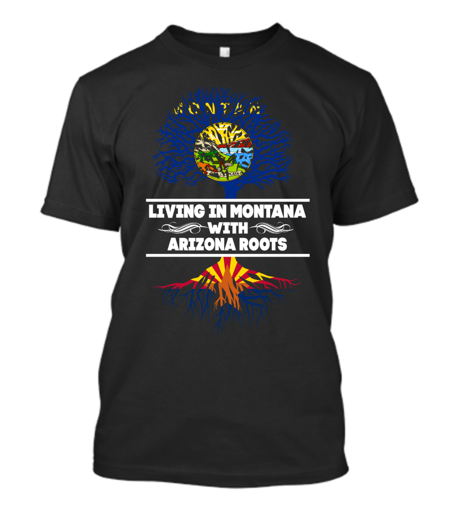 Montana Living With Arizona State Flag Roots Tree T-Shirt