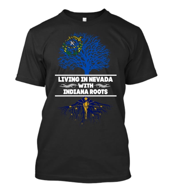 Nevada Living Indiana Roots Blue Tree Design Featuring State Symbols T-Shirt