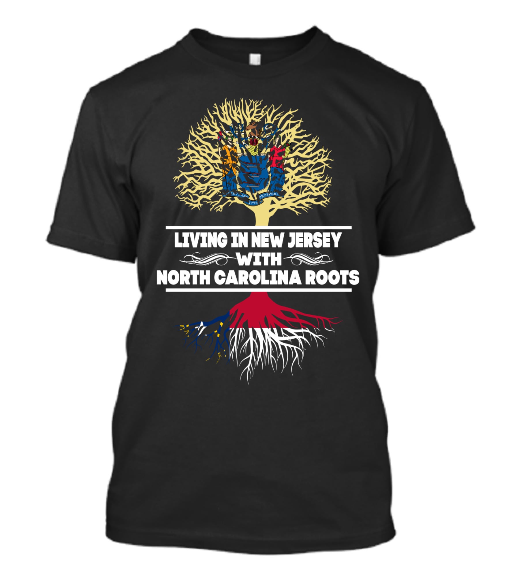 New Jersey Living North Carolina Roots Tree With State-Themed T-Shirt