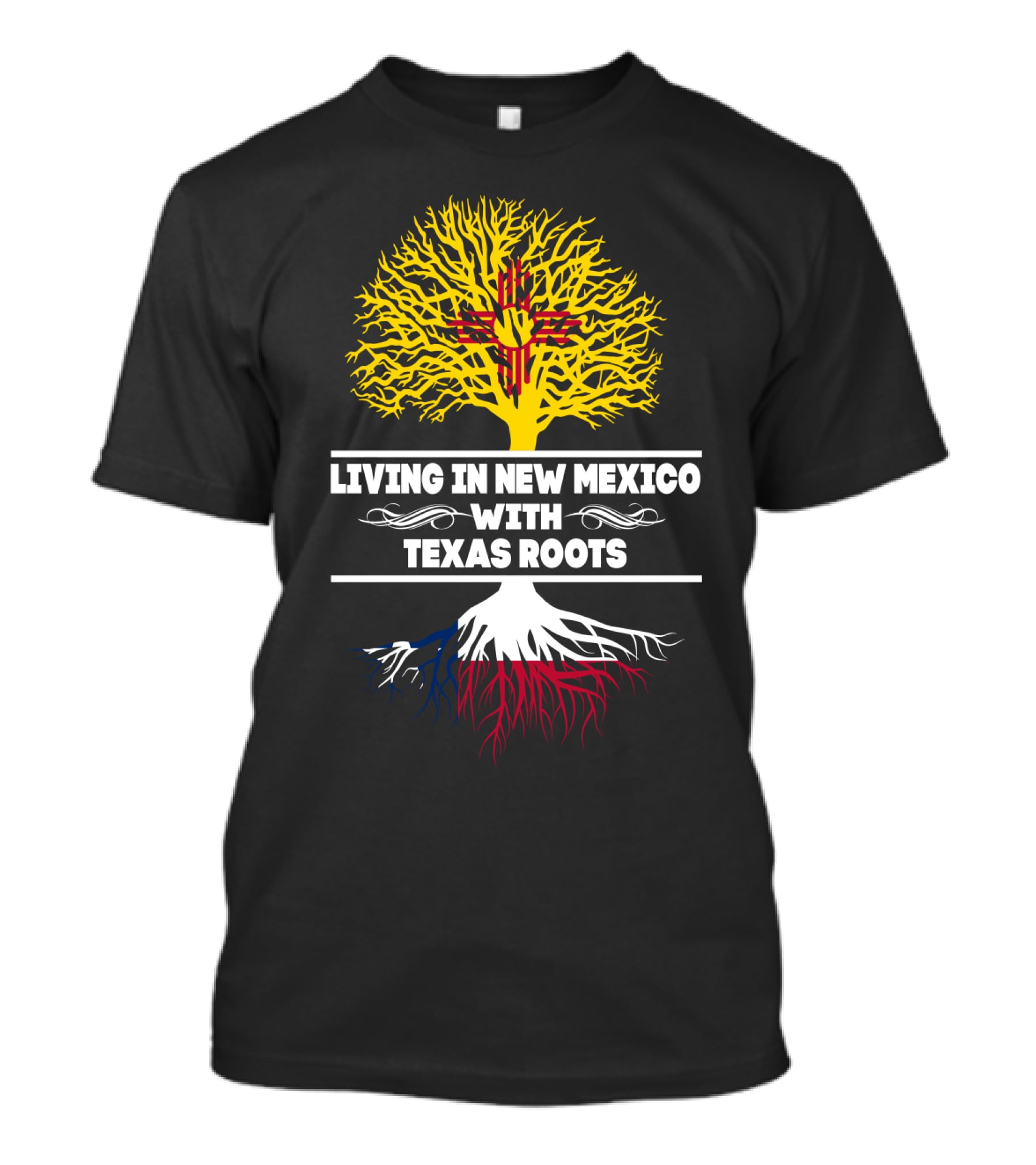 Living In New Mexico With Texas Roots Zia Symbol Tree T-Shirt