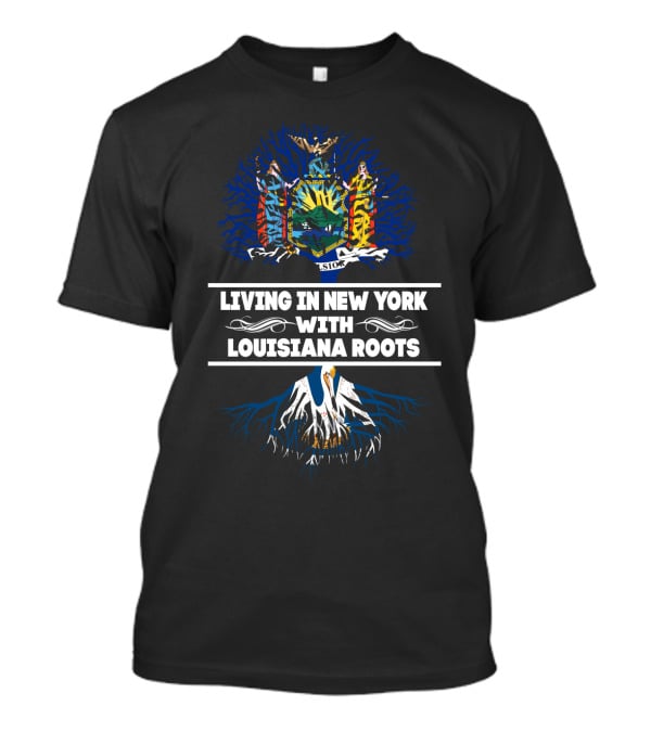 New York Skyline Meets Louisiana Heritage Tree With State Emblems T-Shirt