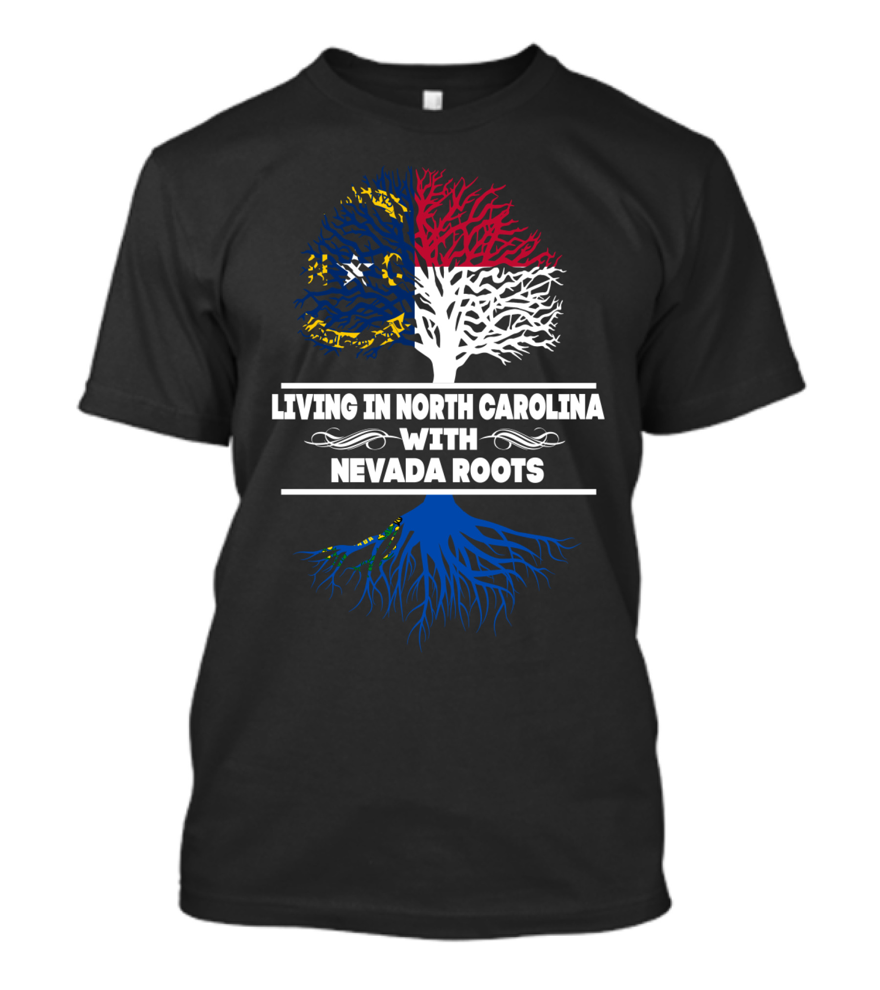 Living In North Carolina Tree Design Featuring Nevada Roots T-Shirt