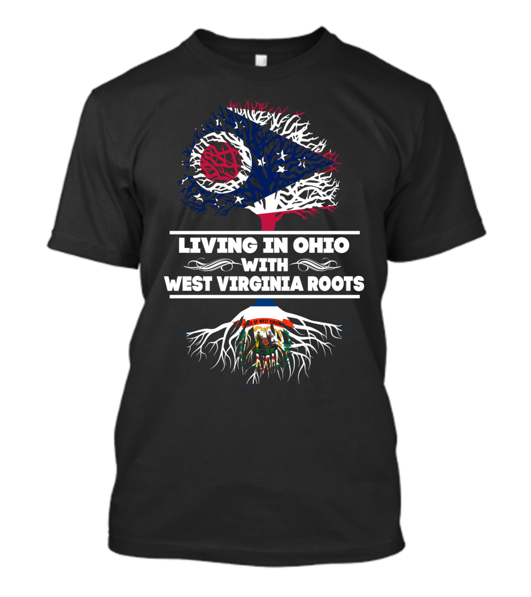 Ohio Flag Tree With West Virginia Roots Flag T-Shirt