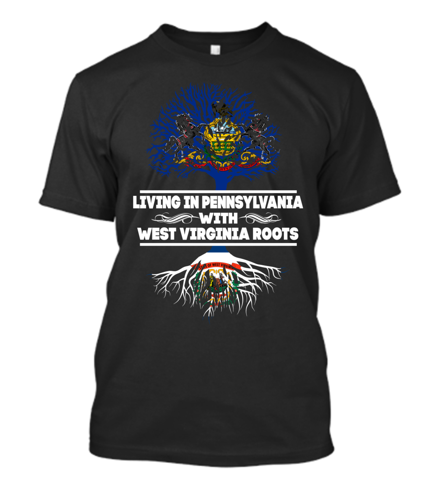 Pennsylvania Living West Virginia Roots Tree With State Crests T-Shirt