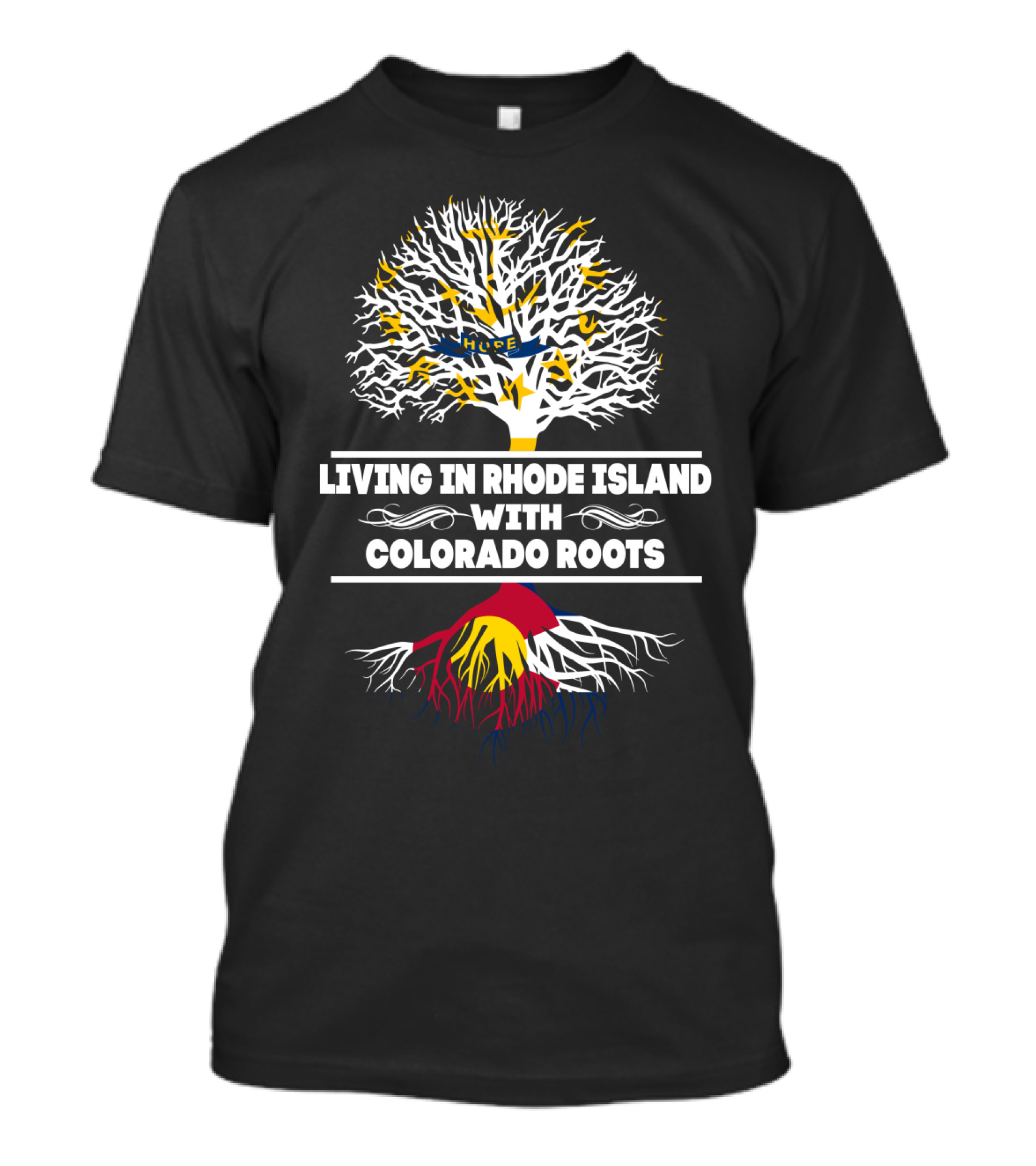 Rhode Island Living Embracing Colorado Roots With Tree Symbolism T-Shirt
