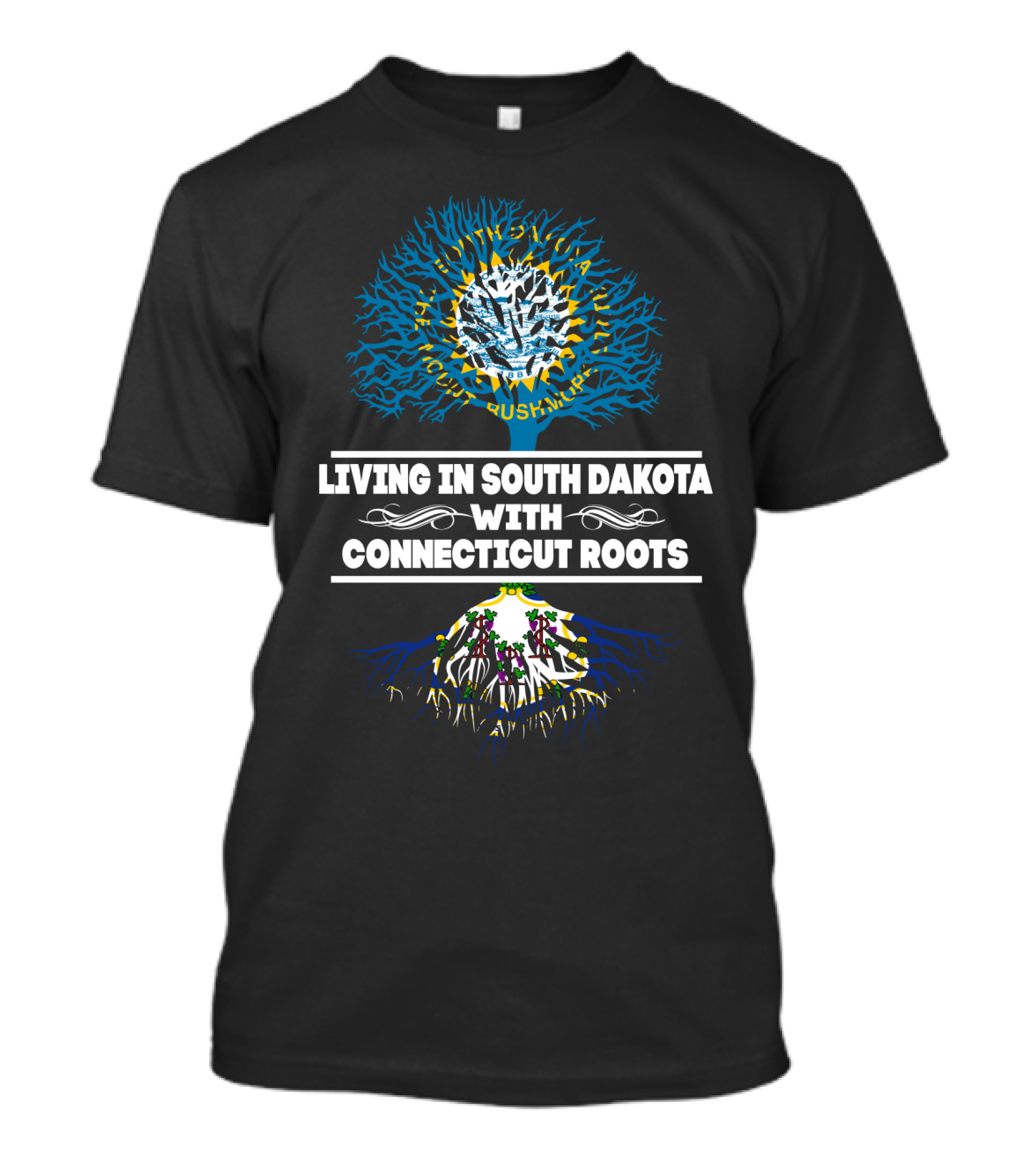 Living In South Dakota With Connecticut Roots Symbolic Tree T-Shirt
