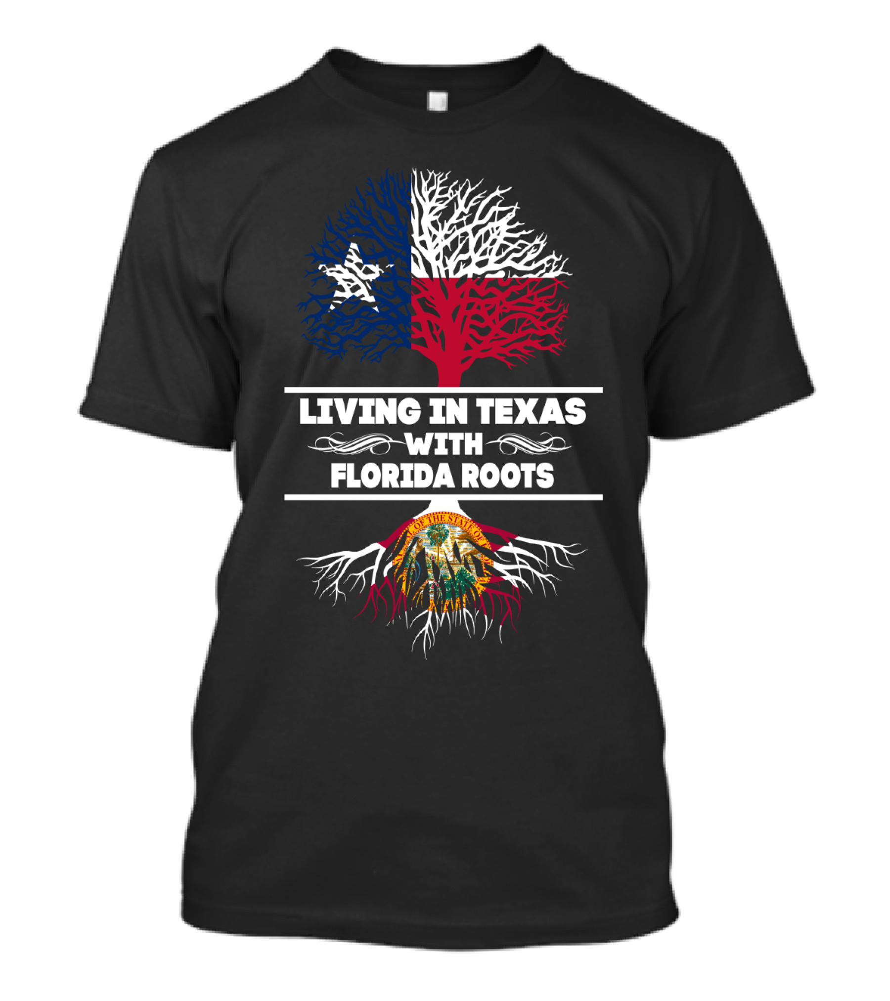 Texas Pride With Deep Florida Roots Symbolized By Flag-Inspired Tree T-Shirt