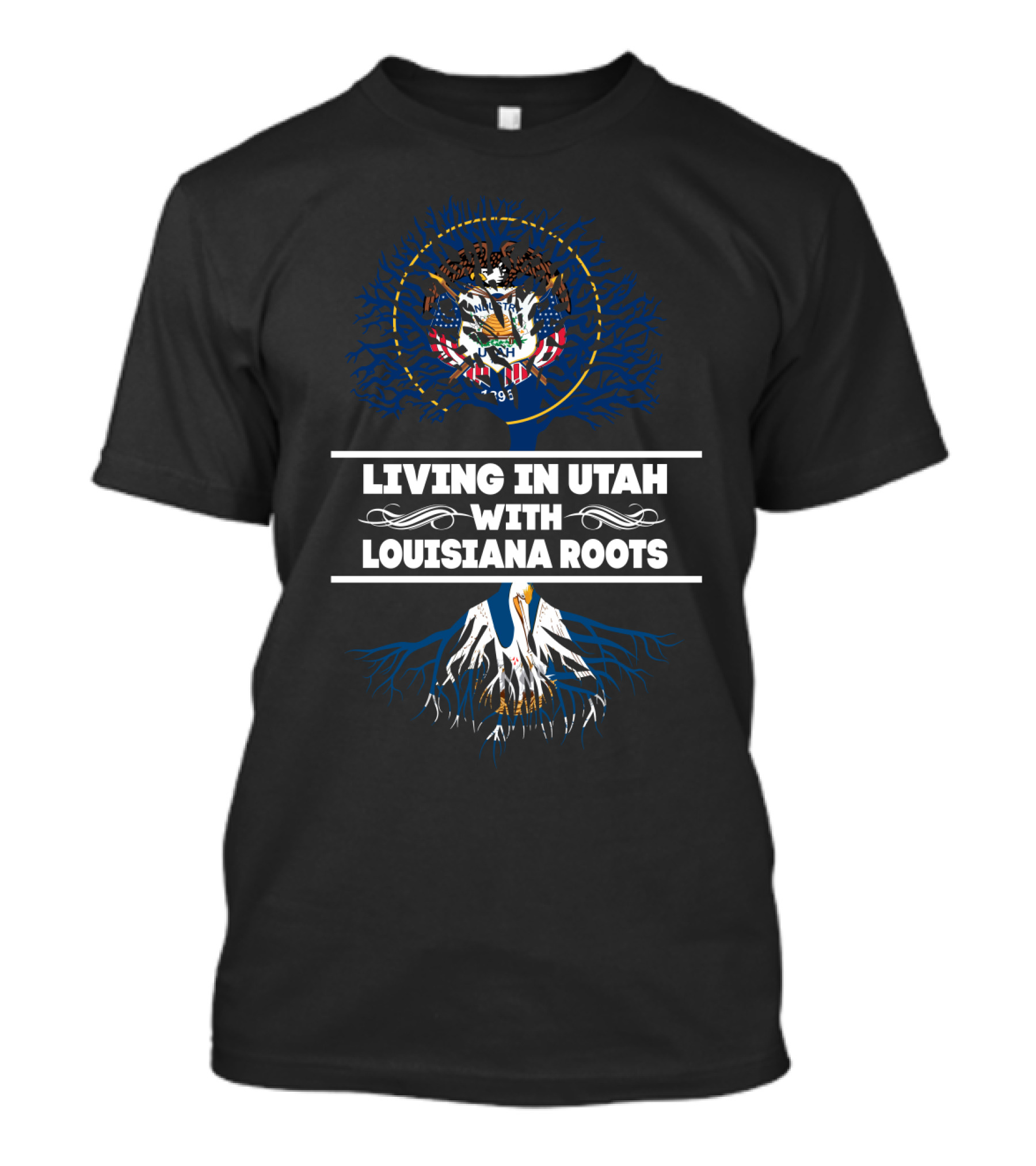 Utah Pride Blending With Deep Louisiana Roots Emblem T-Shirt