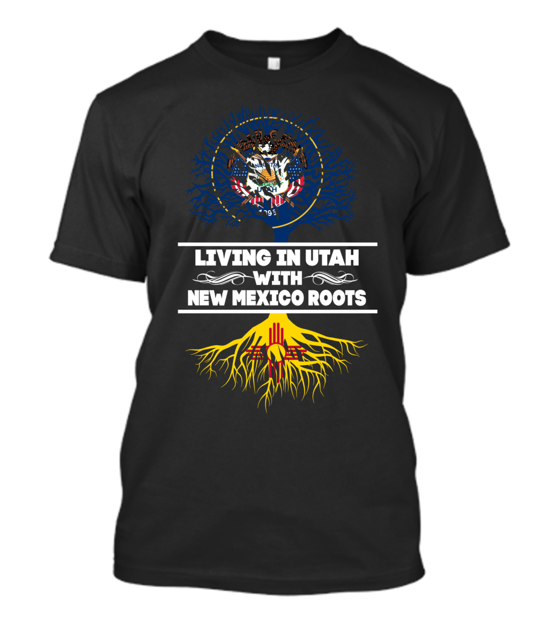 Utah With New Mexico Roots Tree Featuring State Seals And Symbolм T-Shirt
