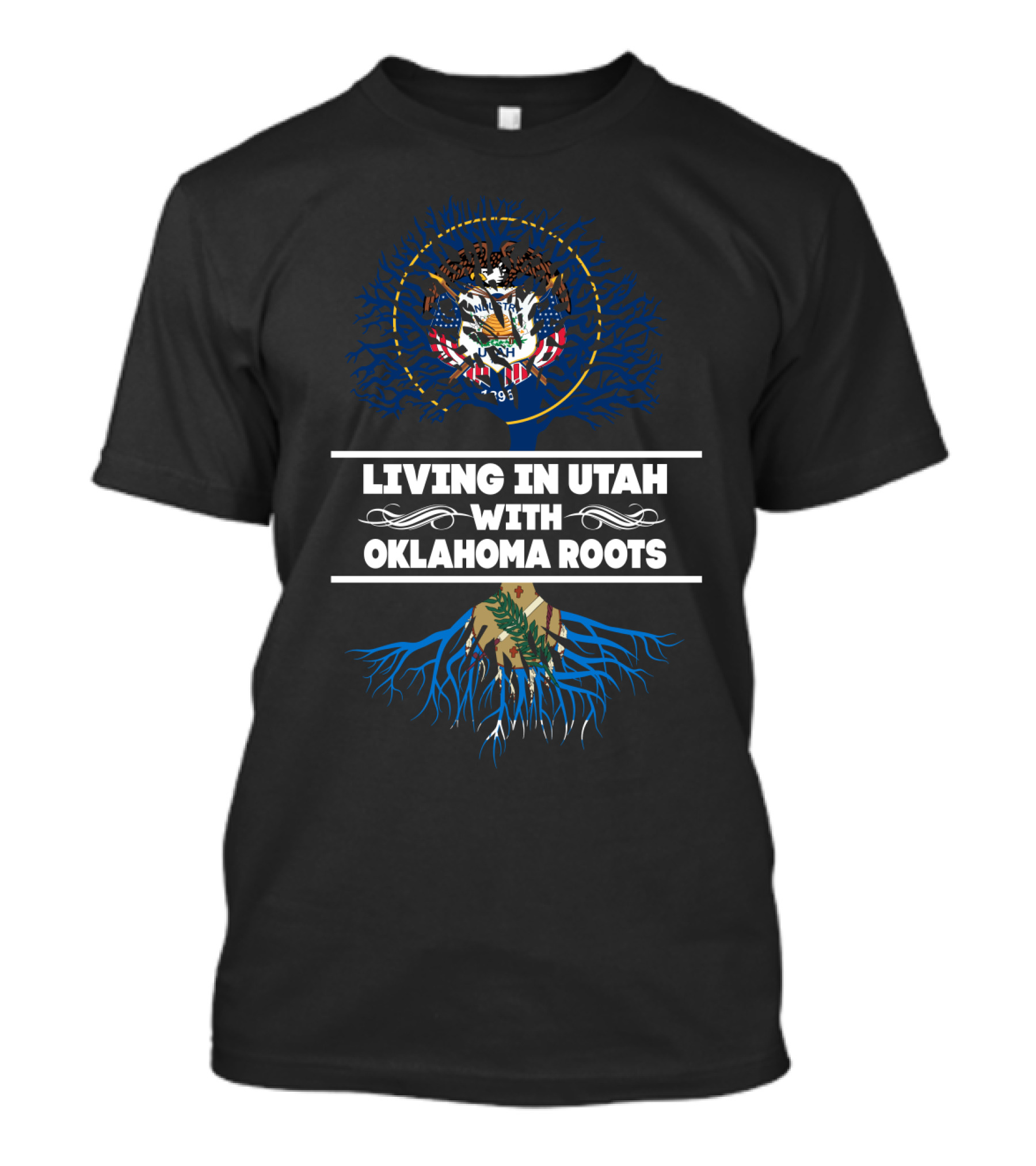 Utah And Oklahoma State Heritage Tree With Roots T-Shirt